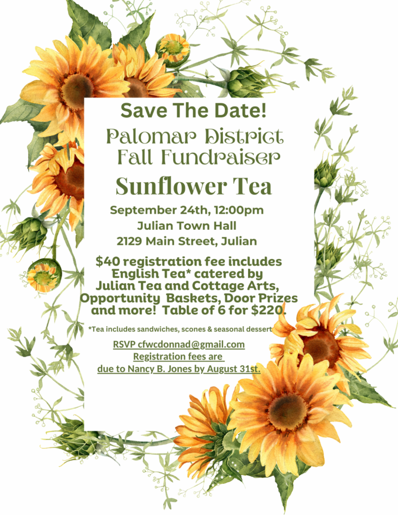 Palomar District Fall Fundraiser Sunflower Tea Flyer