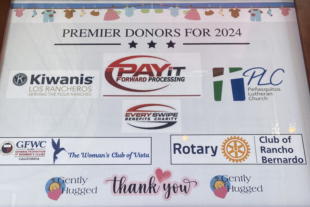 Gently Hugged Donor banner featuring logos of donors including WCV