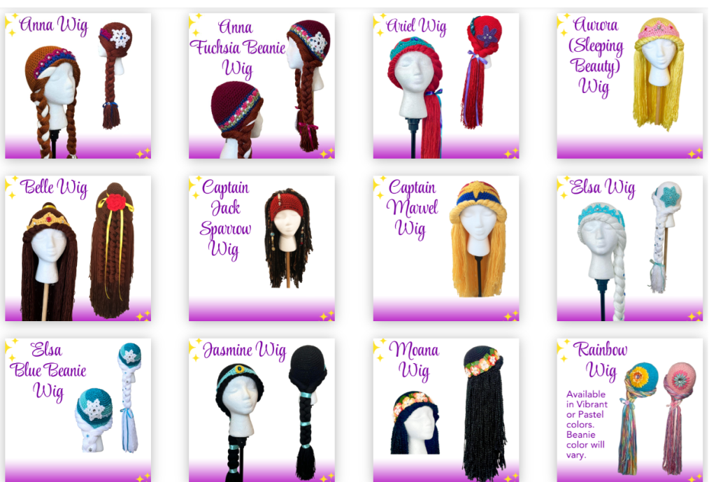 Wigs made of yarn for kids with cancer