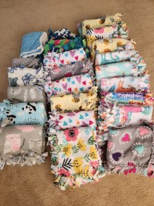 Baby blankets in a stack
