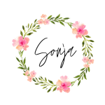 Sonja in cursive with a wreath of flowers around it