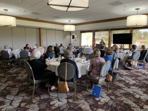 Rachel Beld at the podium for Vista Chamber