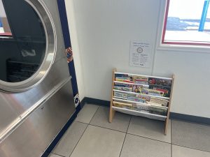 Children's books on bookshelf supplied by the Woman's Club of Vista
