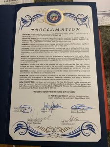 Women's History Month Proclamation from City of Vista