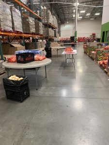 Food bank warehouse area where we worked.