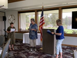 Sheila, Tenaya, and Donna read a skit on membership