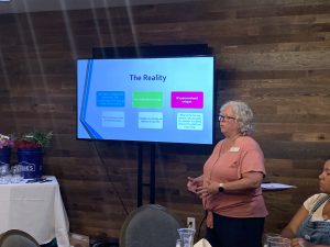 Toni with her slides speaking to our group